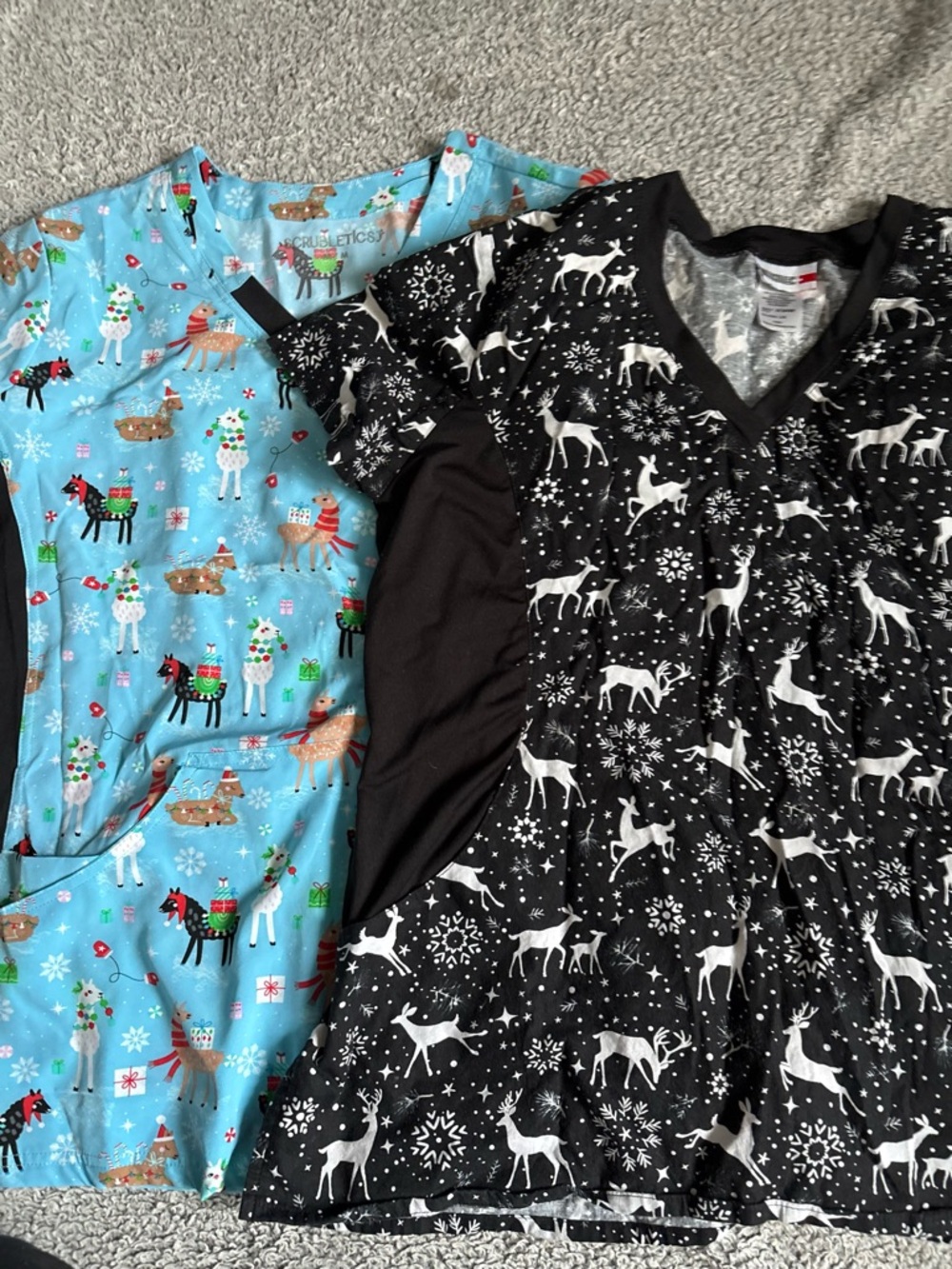 Holiday Reindeer scrub Top Set